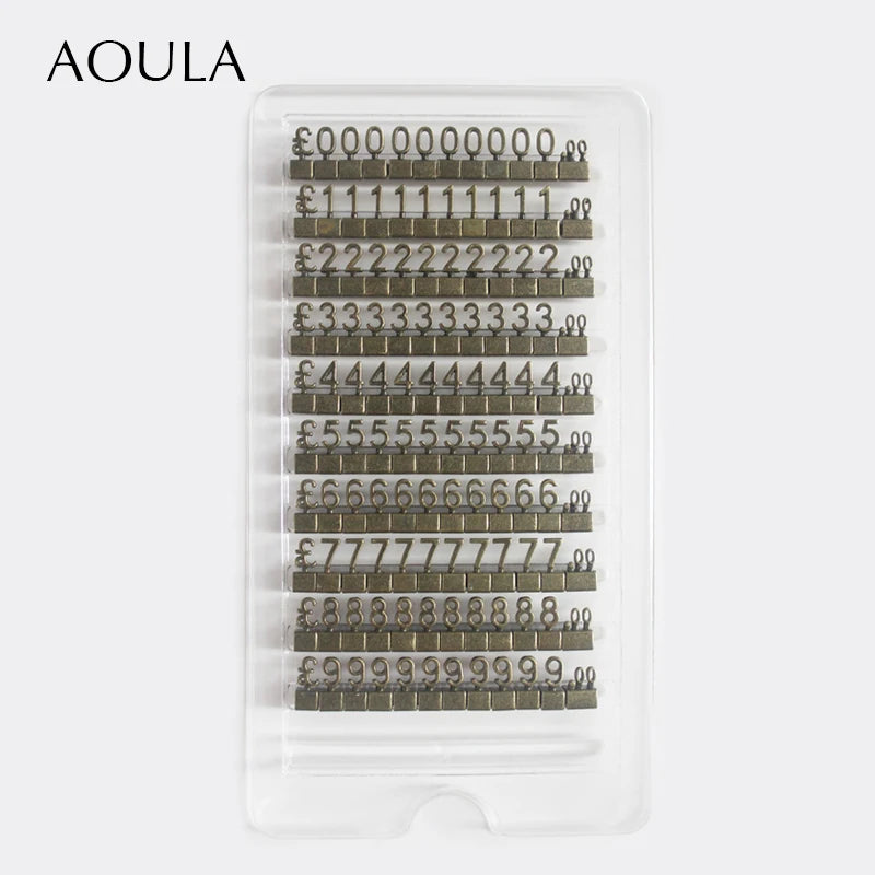 Lot of 10 Metal Mould Assembly Pricing Numbers Stickers Display Tags Digit Cube for Jewelry Shop Counter Price Number Sign Lable