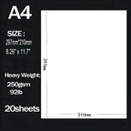 20 Sheets A4 Brown Kraft /Black /White Cardstock 8.26 x 11.7in, 250gsm White cardstock Paper DIY Crafts Invitation Cards Making