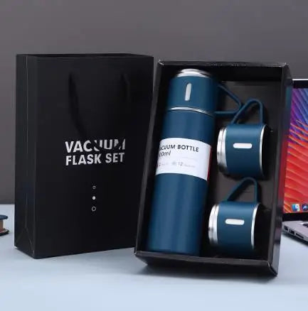 One Cup Three Lid Thermos Cup Set 304 Stainless Steel Handle Lid Gift Cup Men's And Women's Portable Gift Box Set