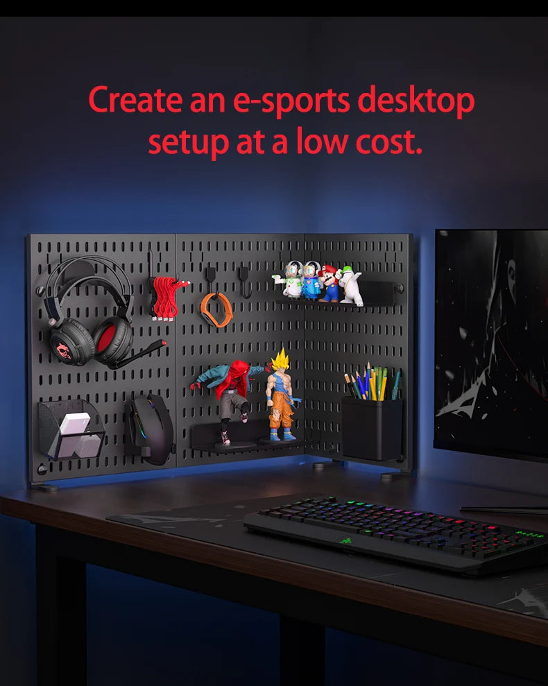 Desktop Standing Pegboard For Home And Office Use. Freely Combinable Accessories For Organizing Stationery.