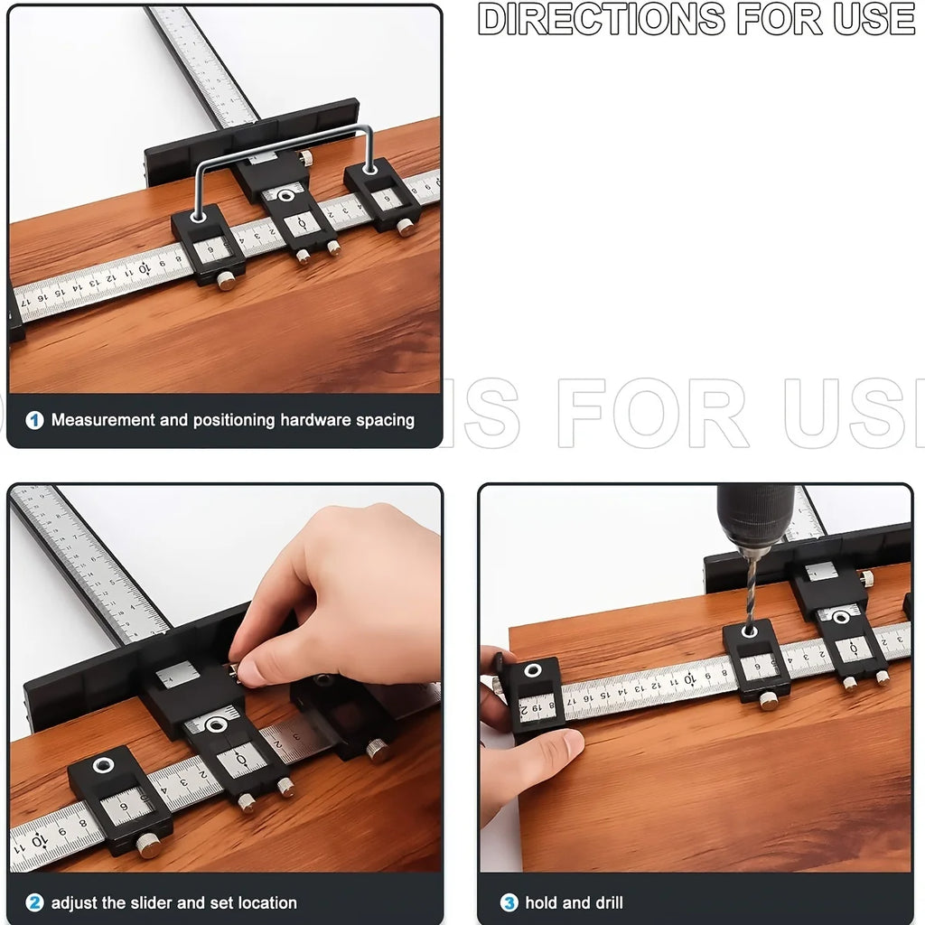 Cabinet Hardware Jig Tool - Wood Drilling Dowelling Guide for Installation of Handles Knobs on Doors and Drawer,Black