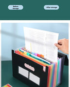 13/25/37 Grid Plastic Three Sided Sealed Hanging Rope Flip Organ Bag A4 Multi-Layer Folder Office File Storage PP File Bag
