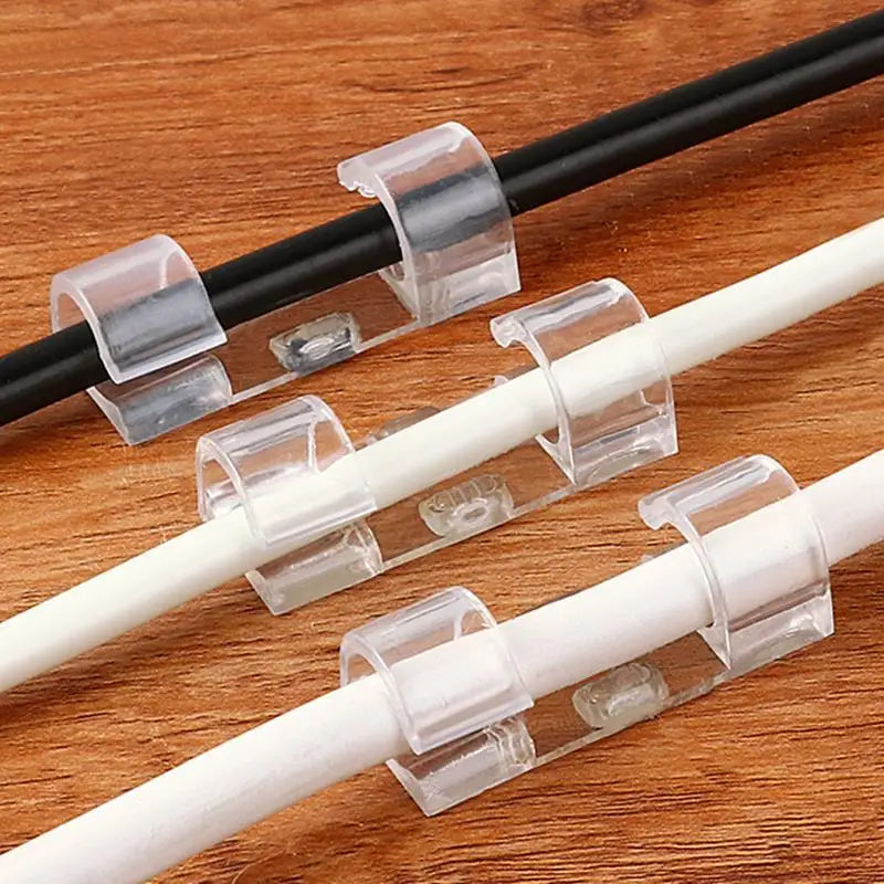 20/100pcs Cable Organizer Clips Cord Holder Transparent Management Wire Manager Home Office USB Data Line Winder Hooks Protector
