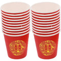 100Pcs Red Double Happiness Paper Cup Chinese-style disposable Festival Tea cup Wedding Banquet Serving drinking cups