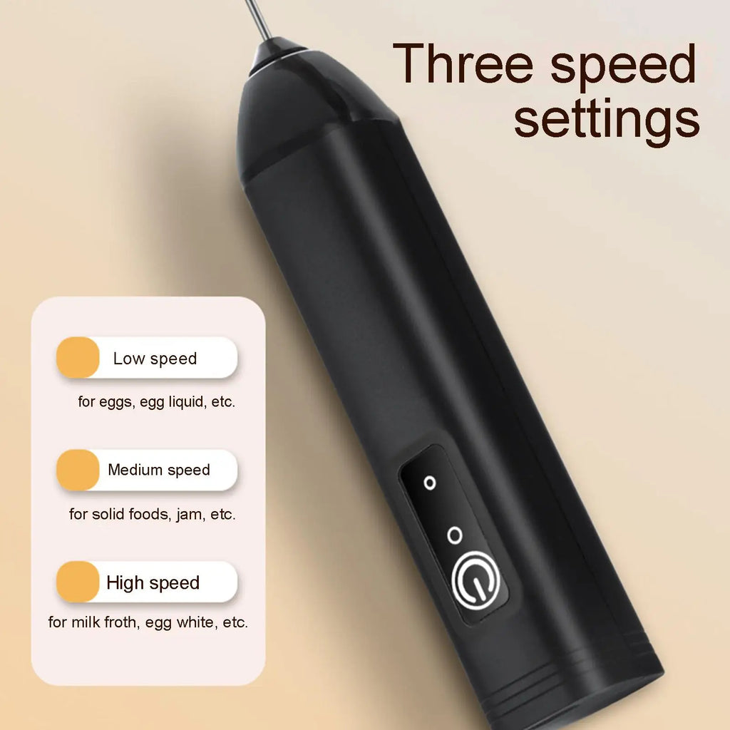Handheld Milk Frother Wand Rechargeable Foam Stirrer Whisk Cappuccino Foam Maker for Milk Latte Chocolate Coffee Cafe Home
