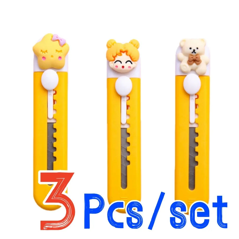 3/5Pcs Cartoon Cat Cat Claw Clouds Mini Letter Opener Plastic Utility Knife Stationery for School Office Home