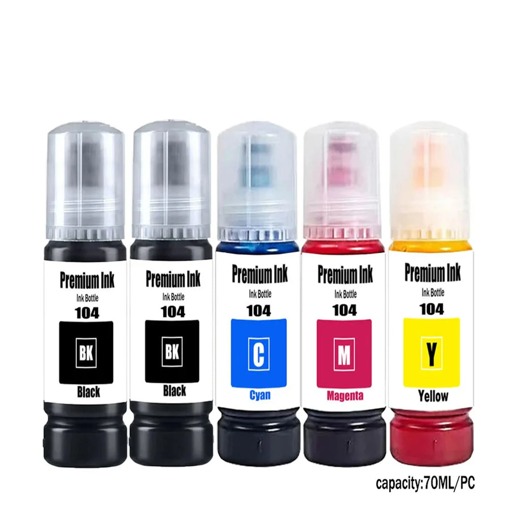 104 Premium Ink Epson 104 Ink Bottle for Epson ET-2710 2711 2712 2714 2715 2720 2721 2726 ET-2821 ET-2825 Printer