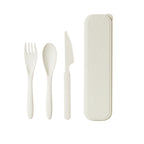 3Pcs/set Wheat Straw Dinnerware Set Portable Tableware Knife Fork Spoon Eco-Friendly Travel Cutlery  Utensil Box Chopsticks