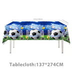 Football Party Tablecloth Decorations Soccer Ball Theme Party Supplies Disposable Table Cover Tableware Set Kids Birthday Party