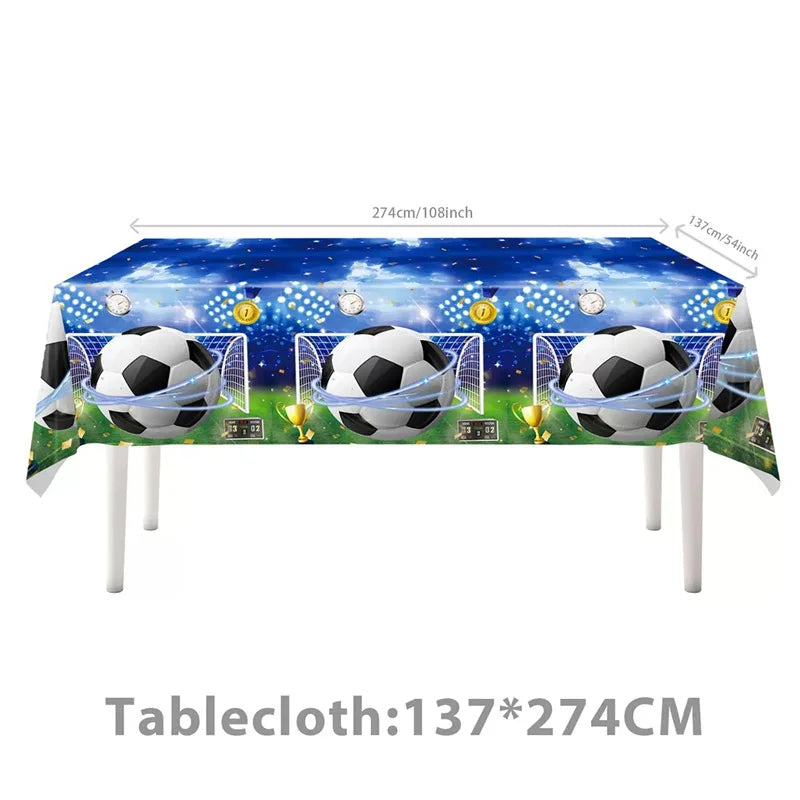 Football Party Tablecloth Decorations Soccer Ball Theme Party Supplies Disposable Table Cover Tableware Set Kids Birthday Party