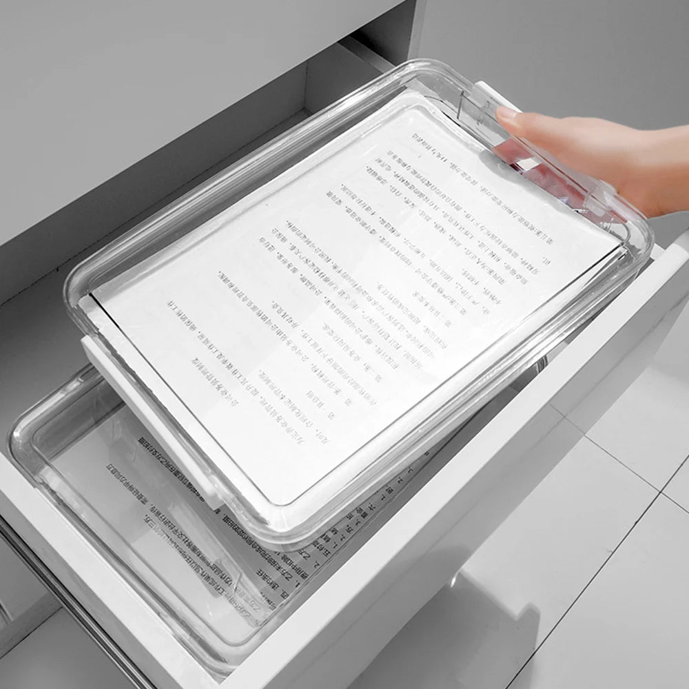 Document Storage Box,Desktop Documents, A4 Data Sorting Box, Household Registration Book, File Bag, Dustproof And Moisture-Proof