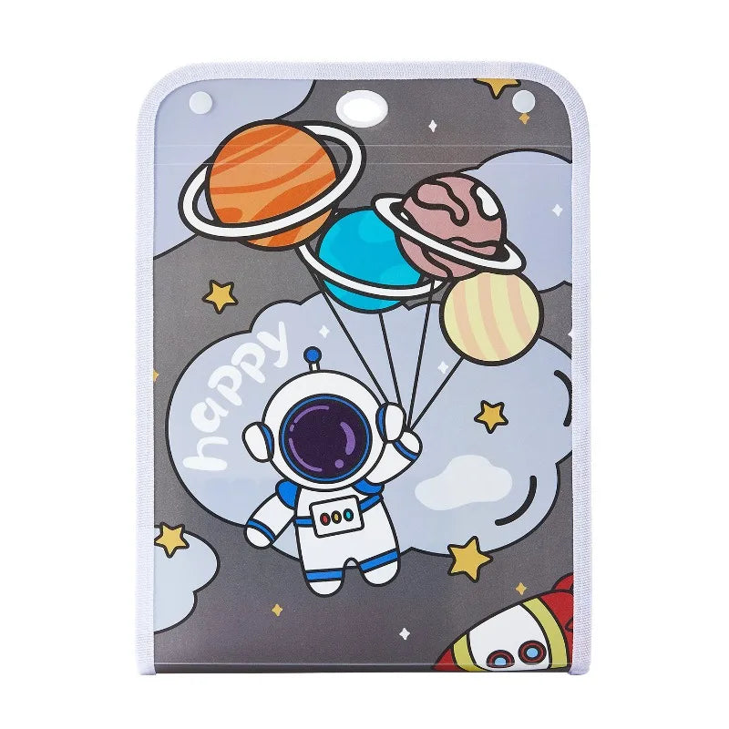 Cartoon Vertical File Bag A4 Hanging 13 Grid Children's Fun Astronaut Test Paper Material Storage Organ Bag Desk Organizer