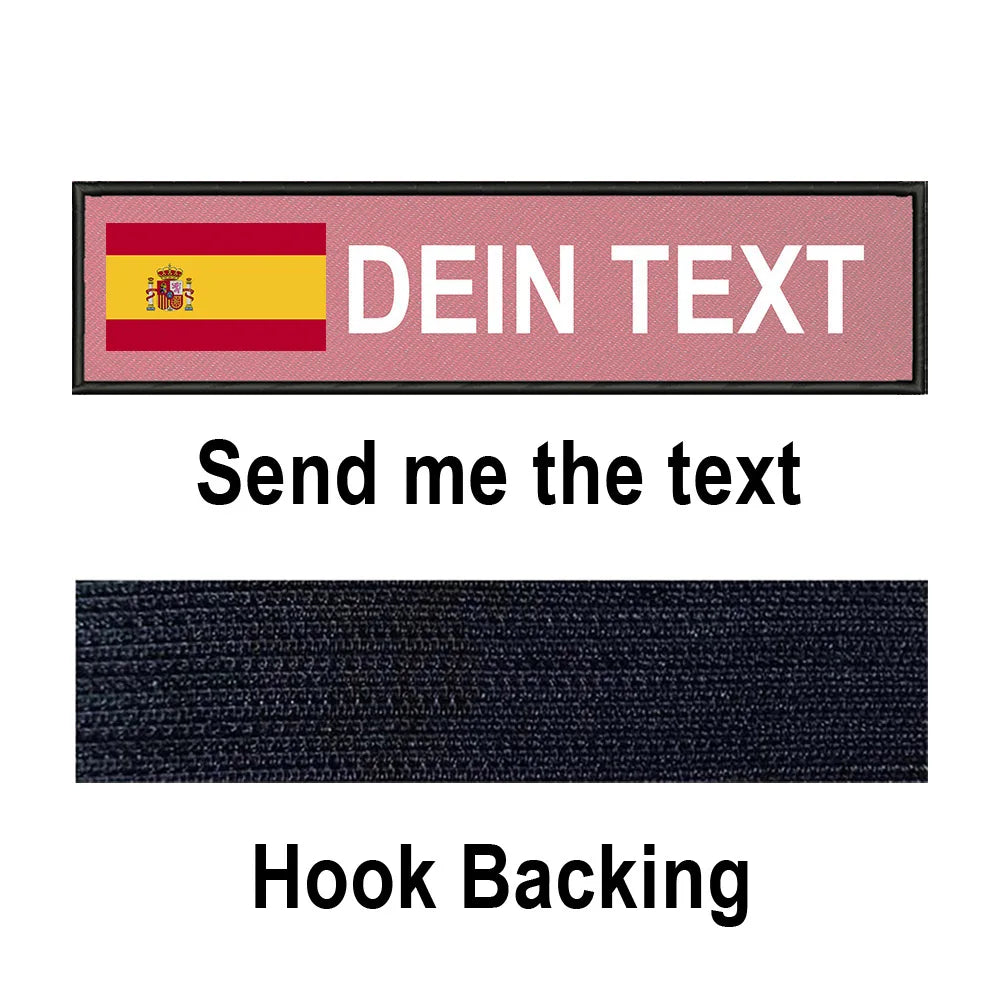 Custom Spain Flag Patch Tactical Patches Personalized Name Stripes Badge Tags Chevrons Armband Hook Loop For Military Backpack