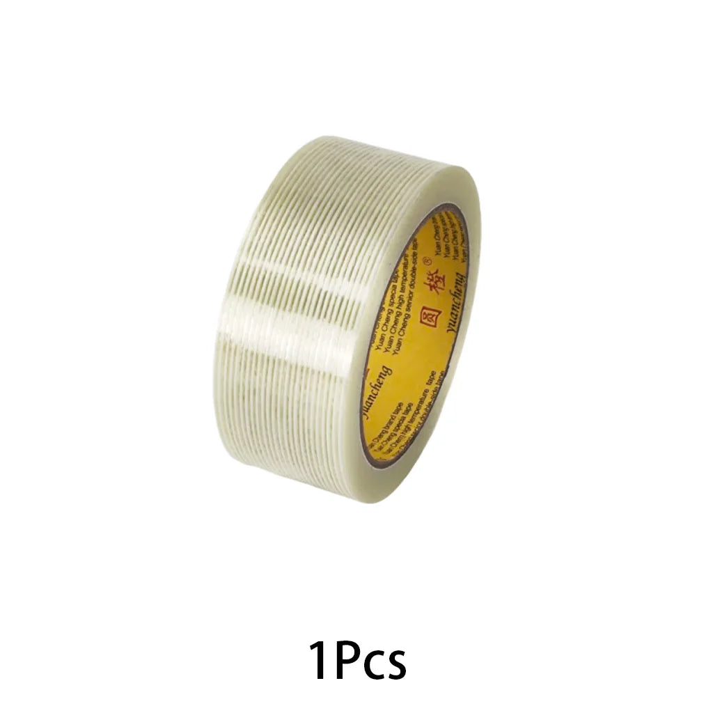 20M Striped Fiber Tape Lithium Battery Pack Insulation Wrap Fiberglass Tape Single Side Adhesive Seal Packaging Fixed