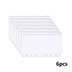 A6 6-Hole Binder Pockets Waterproof PVC Cash Budget Envelopes Zipper Binder Pouches for Notebook Planner Journey Binders