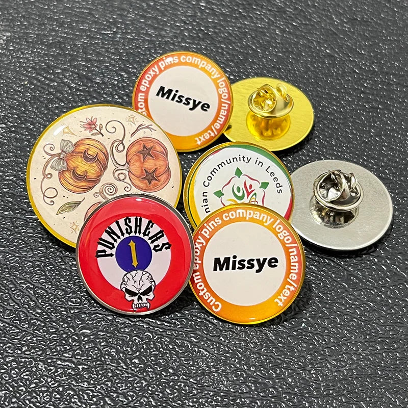100pcs/lot Shirley custom metal badges lapel pins with epoxy resin domed Printed label pins name badge personalised