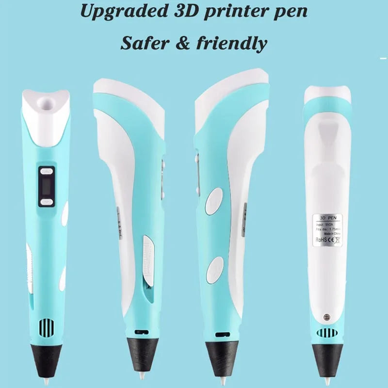 3D Printing Pen With LCD Screen Compatible PLA Filament Drawing Pen Safe Paiting for Children DIY Boys Girls Birthday Gifts