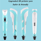 3D Printing Pen With LCD Screen Compatible PLA Filament Drawing Pen Safe Paiting for Children DIY Boys Girls Birthday Gifts