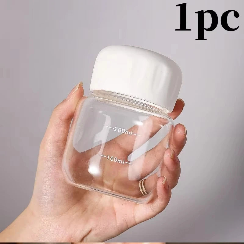 1/2PCS 300ml Small Water Bottle Plastic Portable Leakproof Mug Juice Milk Drinking Cup with Scale for Outdoor Kitchen School