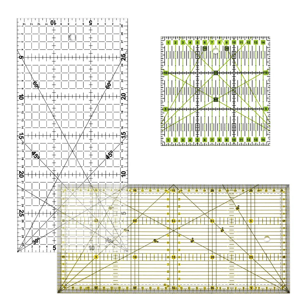 15*15 cm, 30*15 cm Patchwork Ruler - Set of Quilting Tools - High-Quality Acrylic Material - Transparent Ruler - School Supplies