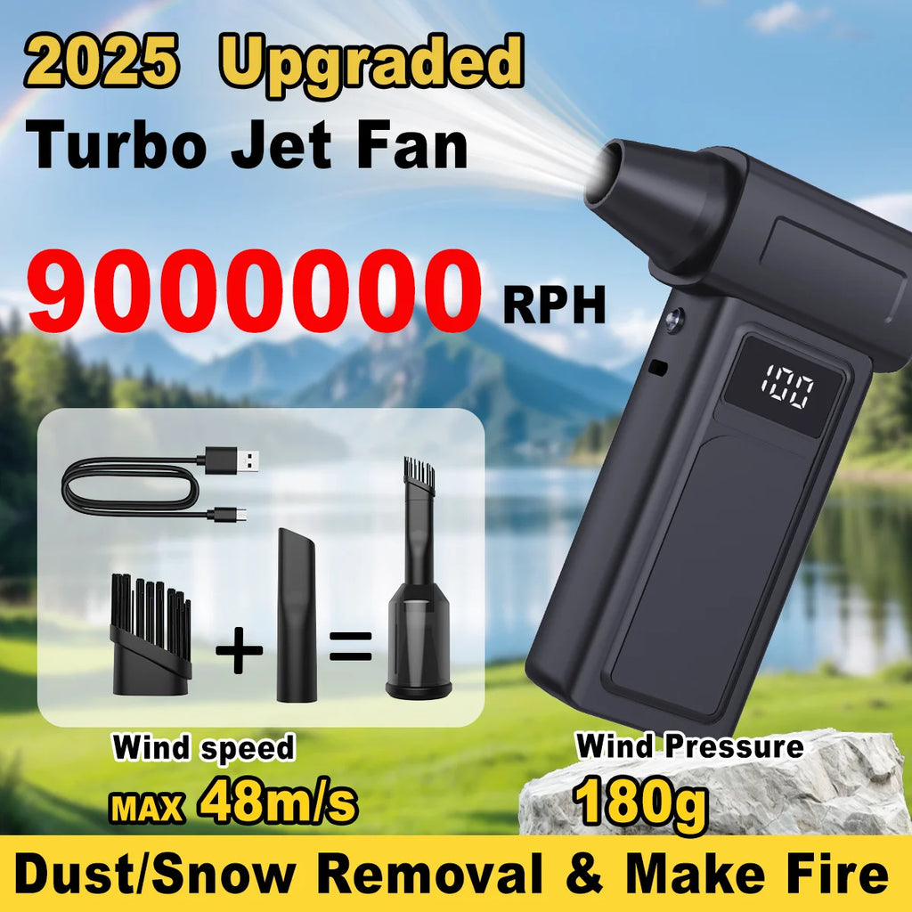 9000000RPM Turbo Jet Blower Vacuum High Speed Air Blower Wireless Compressed Air Duster Portable Turbo Fan Jet Dust Blowing