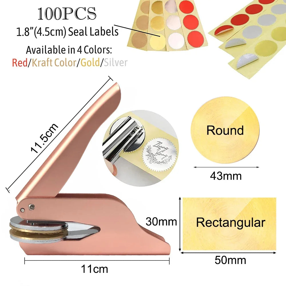 Embosser Stamp Customized Private Logo Customization Library Book Invitation Wedding Embossing Stamp Company Paper Leather Seals