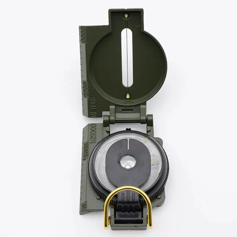Outdoor Survival Compass Mountaineering Camping Plastic Military Green Flip-top Compass Guidebook Portable