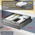 Self-Adhesive, Drill-Free Under-Desk Plastic Drawer: Ideal For Office/Home, Perfect For Organizing Stationery