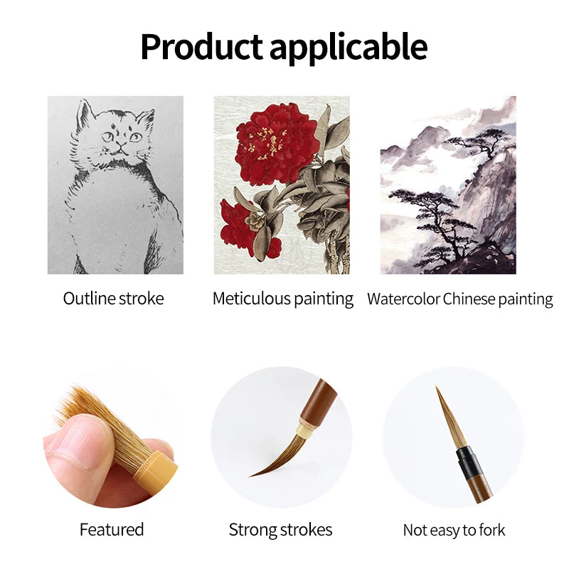 6/9/ 12/ 16 Chinese Painting Brush Beginner Calligraphy Drawing Bamboo Pen Curtain Felt Rice Paper Set Landscape Drawing Writing