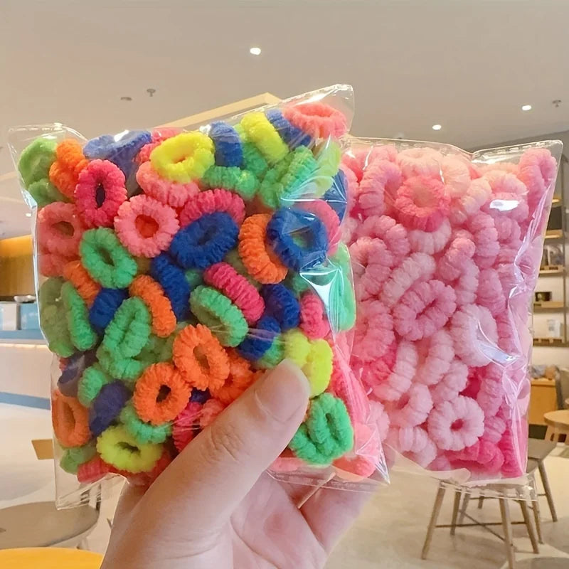 100pcs Girls Elastic Cute Rubber Hair Bands Children Lovely Hair Ties Kids Ponytail Holders Hair Accessories choice for Gifts