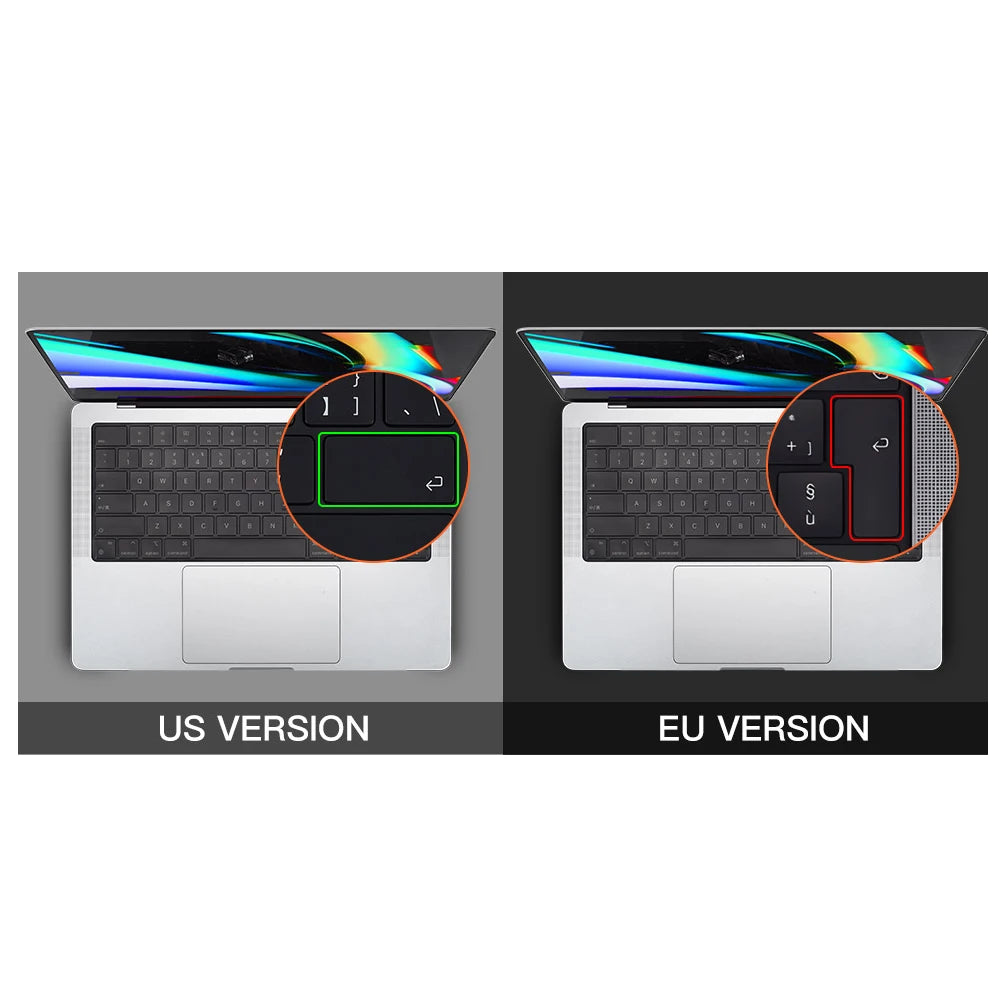 Russian Layout MacBook Pro Keyboard Cover 14" 16" M4 M3 M2 M1 Pro, MacBook Air 15" 13.6" M3 M2 Silicone Skin, US/EU Version