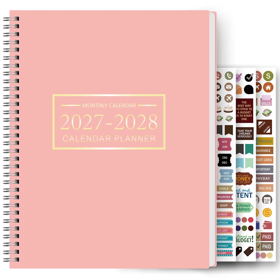 1Pc A4 Monthly Planner and Calendar Book 2 Year Monthly, Large Grid Monthly Organizer with Notes Pages, with 3 Stickers