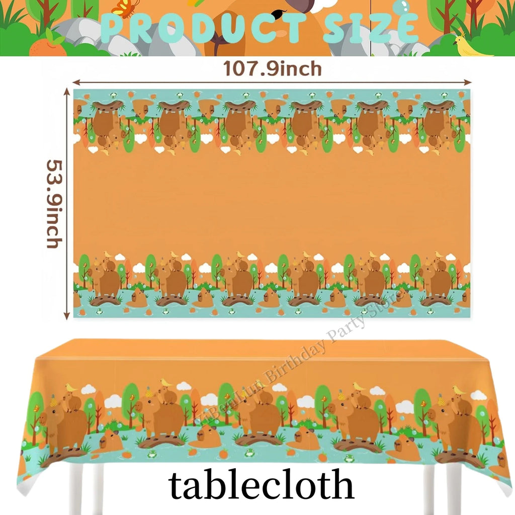 Capybara Party Theme Decoration Capybara Birthday Napkins Tablecloth Cup Plate Baby Shower Capybara Birthday Girl Party Favor