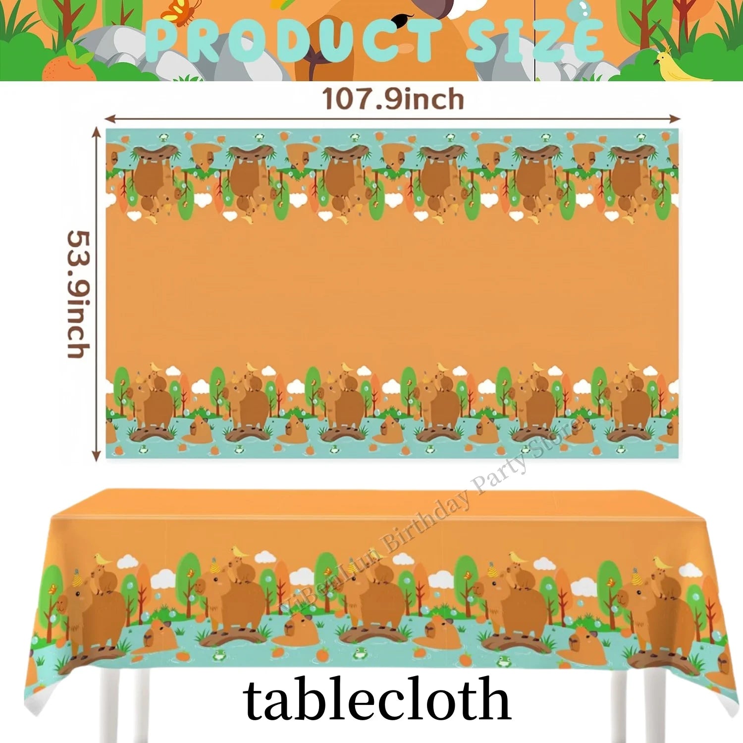 Capybara Party Theme Decoration Capybara Birthday Napkins Tablecloth Cup Plate Baby Shower Capybara Birthday Girl Party Favor