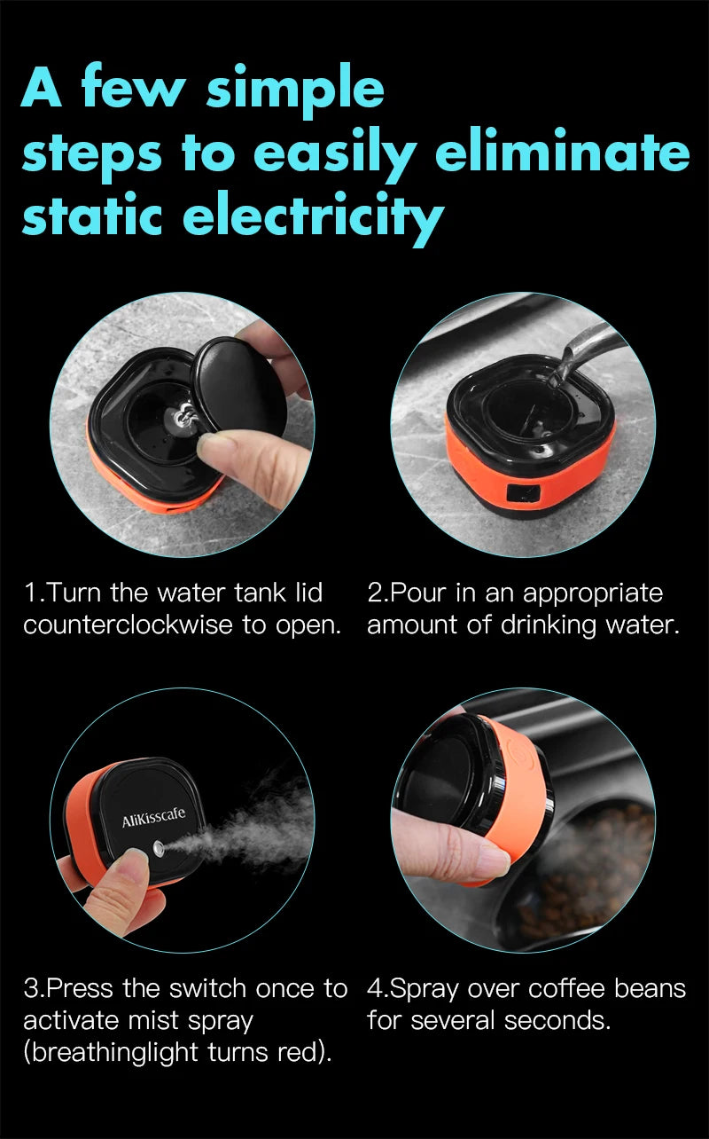 Coffee Bean Spray Tray Bean Dosing Cup Sprayer Electric Atomizer Anti-Static Bottle Grinding Barista Tools Espresso Accessories