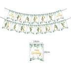 Green Eucalyptus Leaf Disposable Tableware Set Paper Plate Cup Napkin Kids Adult Birthday Supplies Hawaiian Summer Party Decor