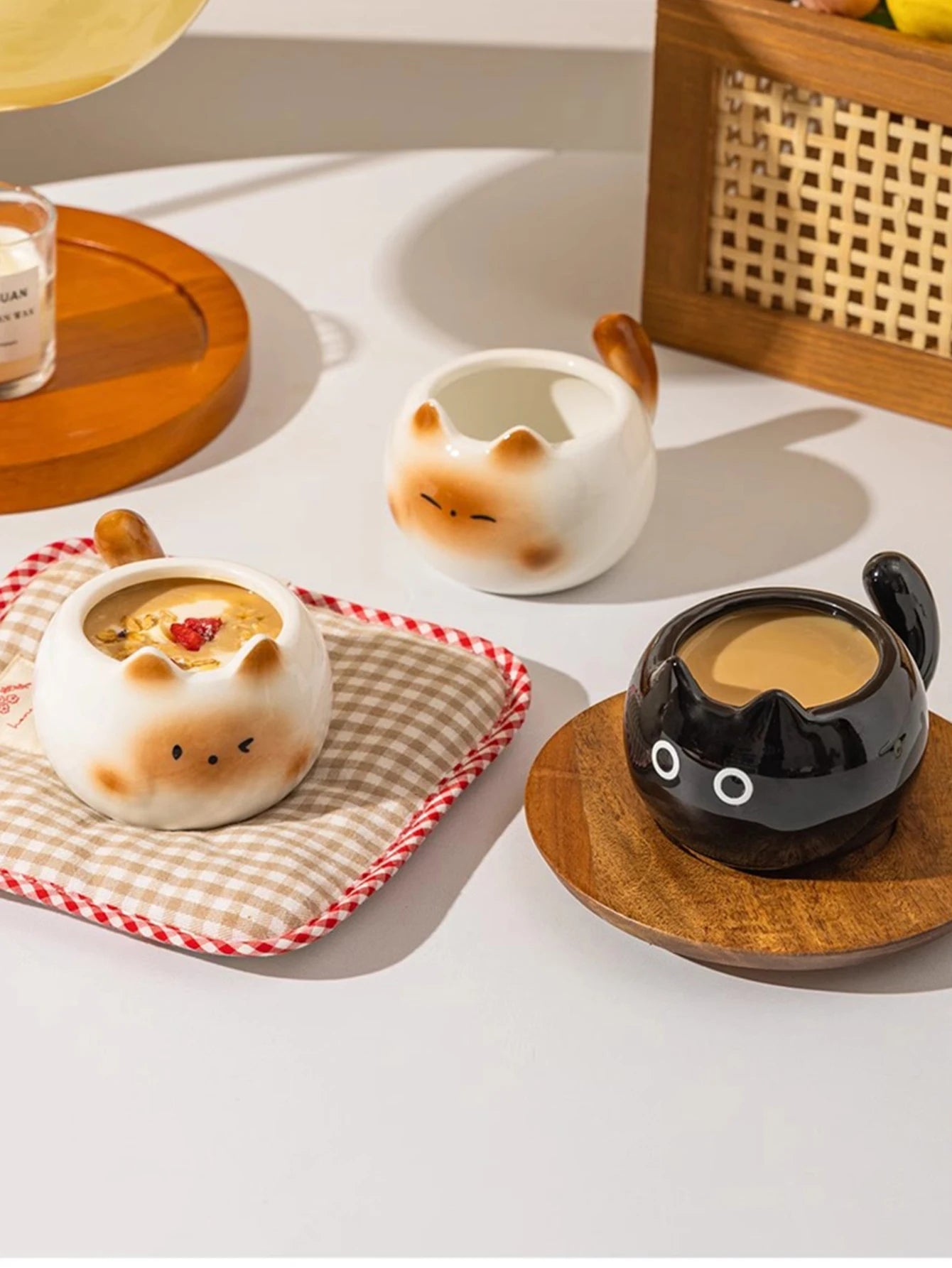 1Pc Siamese Cat Coffee Cup, Creative Cute Kitten Mug, High-Quality Exquisite Cup, Suitable for Coffee Shop Latte Art, Office, Living Room, Home, Bedroom Drinking Cup, Afternoon Tea Flower Tea Black Tea Cup, Gift