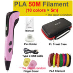 New 3D Pen 3D Printing Pen for Children 1.75mm PLA Filament DIY Drawing Birthday Christmas Gifts for Kids with Travel Case