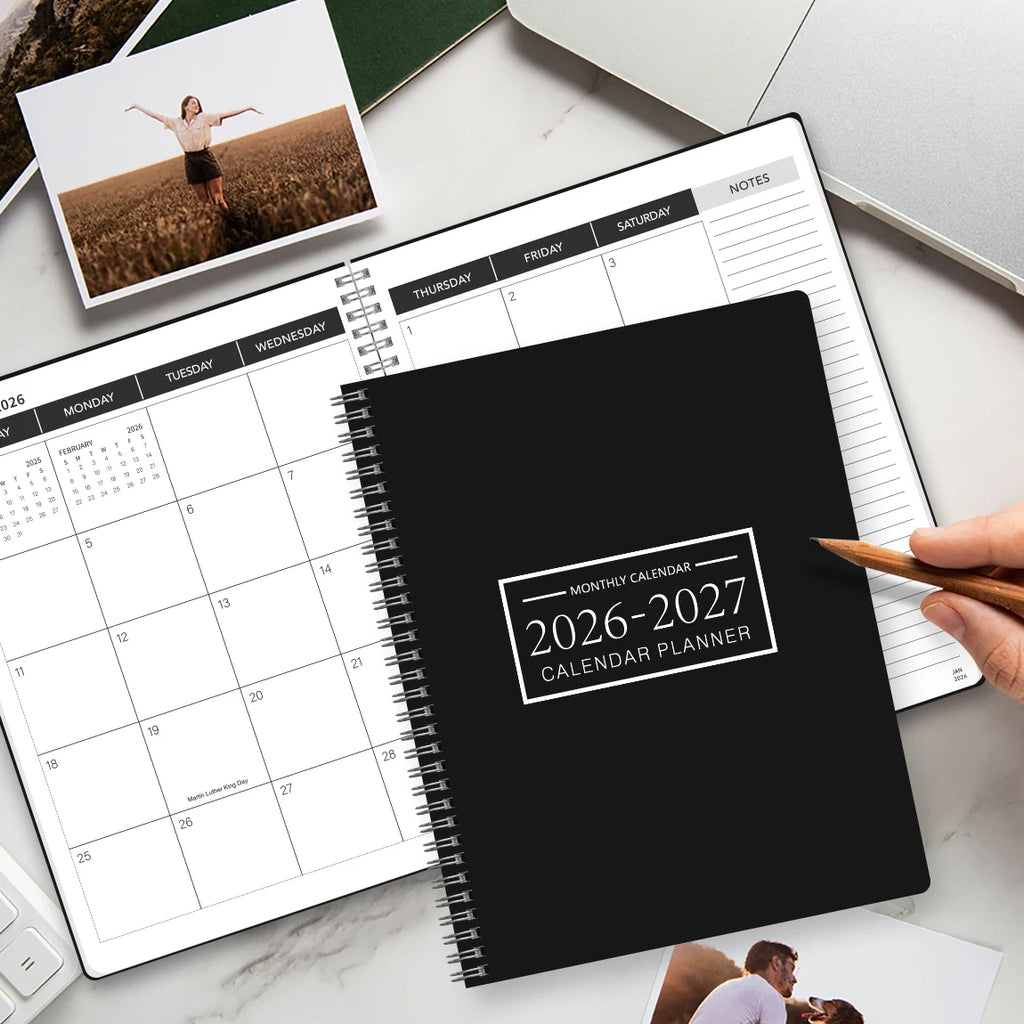1Pc A4 Monthly Planner and Calendar Book 2 Year Monthly, Large Grid Monthly Organizer with Notes Pages, with 3 Stickers