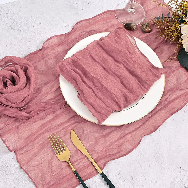 12 PCS Gauze Table Napkins 20x20 Inch Soft Cheesecloth Wrinkled Dinner Napkins for Weddings Party Reception Anniversary