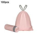 100Pcs Purple Drawstring Trash Bags Thick Leak-Proof Disposable Plastic Bags For Kitchen Bathroom Bedroom Living Room
