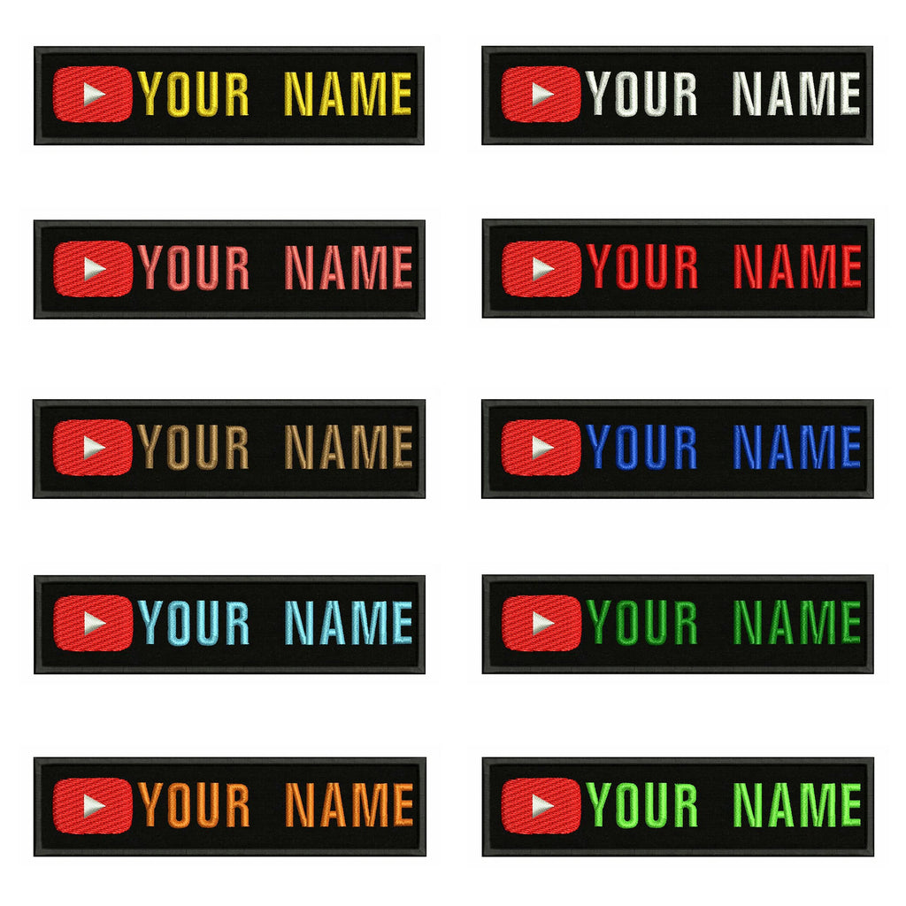 YouTube Logo 10X2.5cm Embroidery Custom Name Text Patch Stripes Badge Iron On Or  Patches