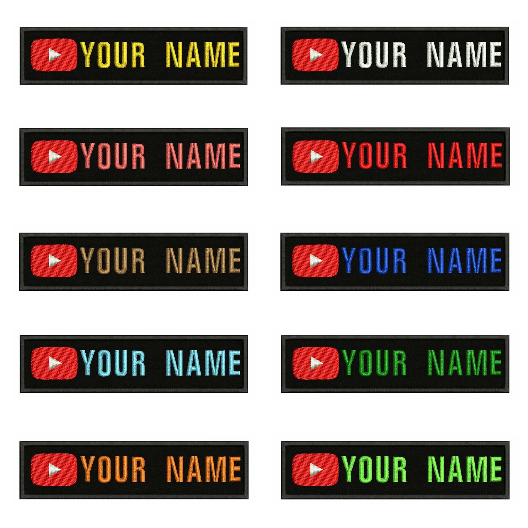 YouTube Logo 10X2.5cm Embroidery Custom Name Text Patch Stripes Badge Iron On Or  Patches