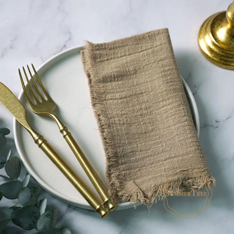 Napkin 41x41cm Cotton Cloth Gauze Retro Burr Rustic Kitchen Towel Dining Place Mat Wedding Party Dinner Mariage Table Decoration