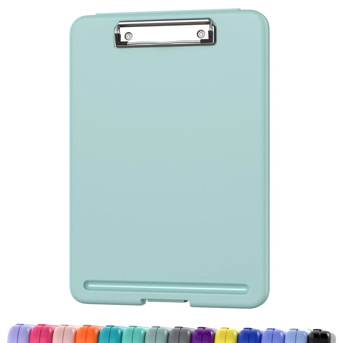 Clipboard with Storage (Multiple Colors Available) with Low Profile Clip, 9.5 x 13 Inch Sturdy Portable Writing Board, Foldable