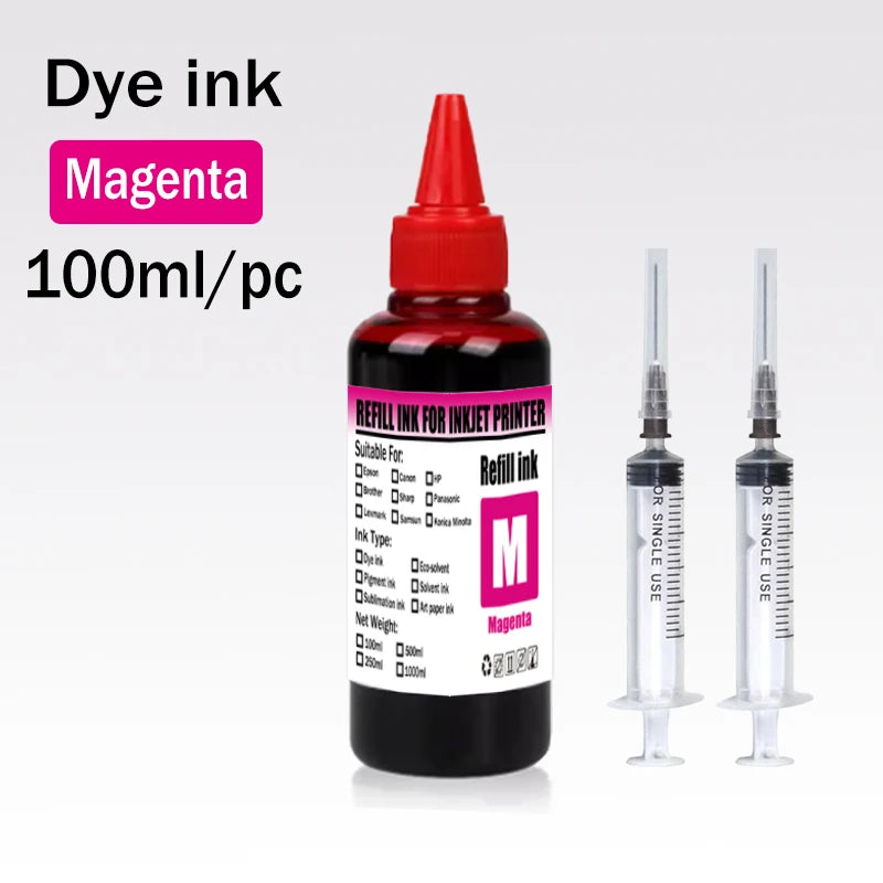 Dye ink Refill kit For HP 301 302 304 305Xl Printer For Epson Canon 40 41 445 446 Brother Lexmark Samsung Dell Inkjet Printer