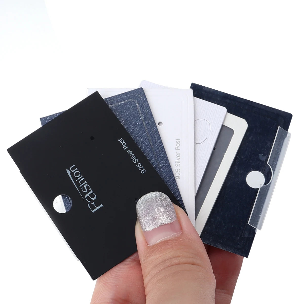 20Pcs/lot Earring Display Cards Earrings Packaging Card Hanging Hook 925/Blank Silver Mark Jewelry Storage Price Tag Supplies