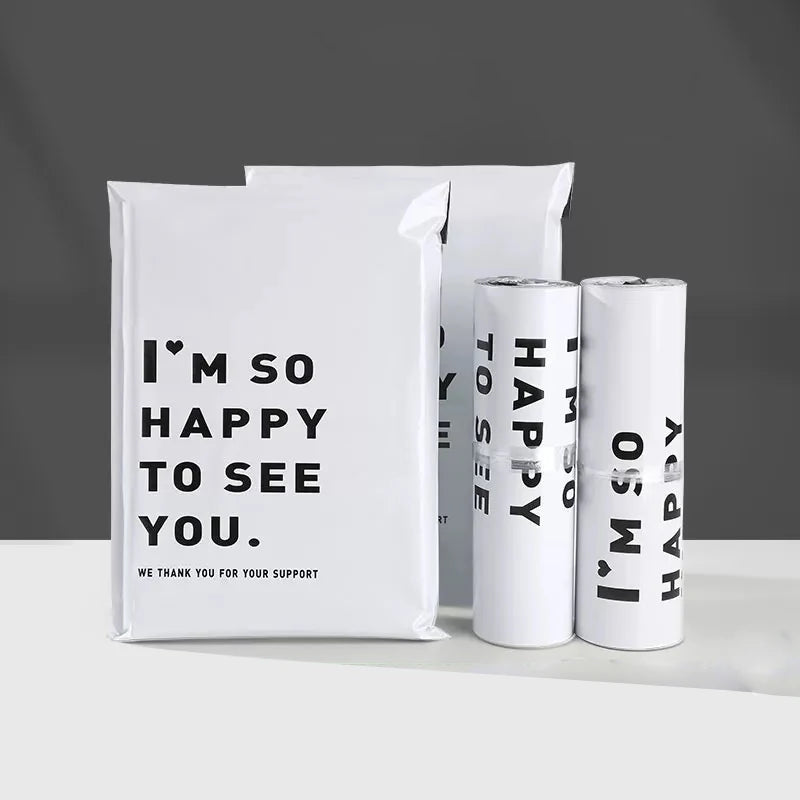 20Pcs/Pack White Color Thicken Express Bag THANKS Printing Waterproof Clothing Parcel Packaging Bags Envelope Courier Pouch