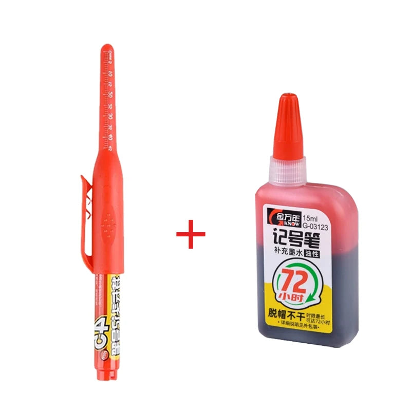 45mm Waterproof Deep Hole Marker Pens Long Nib Head Carpenter Pen Black/Blue/Red Ink for Multi-Purpose Woodworking Hand Tools