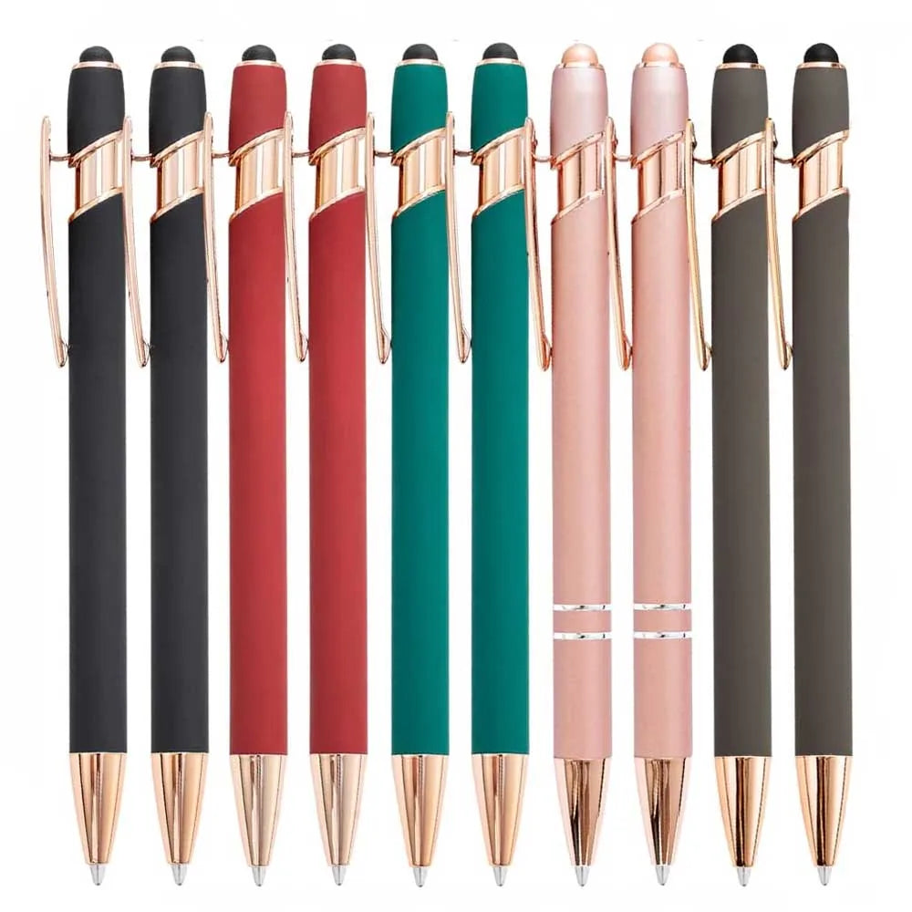 5-10Pieces Ballpoint Pen with Stylus Tip, Metal, 2 in 1 Stylus Ballpoint Pen 1.0 mm Black Ink  for Smartphone, Tablet